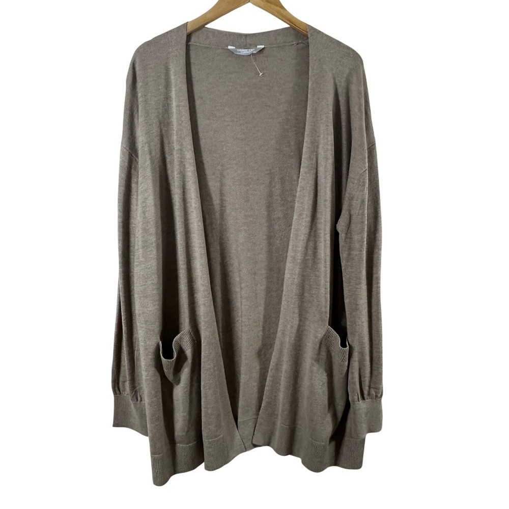 Luxury Premier Collection Cashmere Blend Open Cardigan XL Toasted‎ Heather Brown